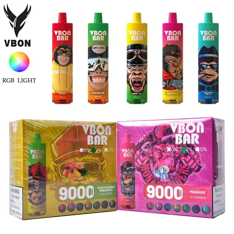 Original 9000 Puff Disposable/Chargeable RGB Light Vbon Bar 5%2%0% Wholesale/Supplier CE Vape