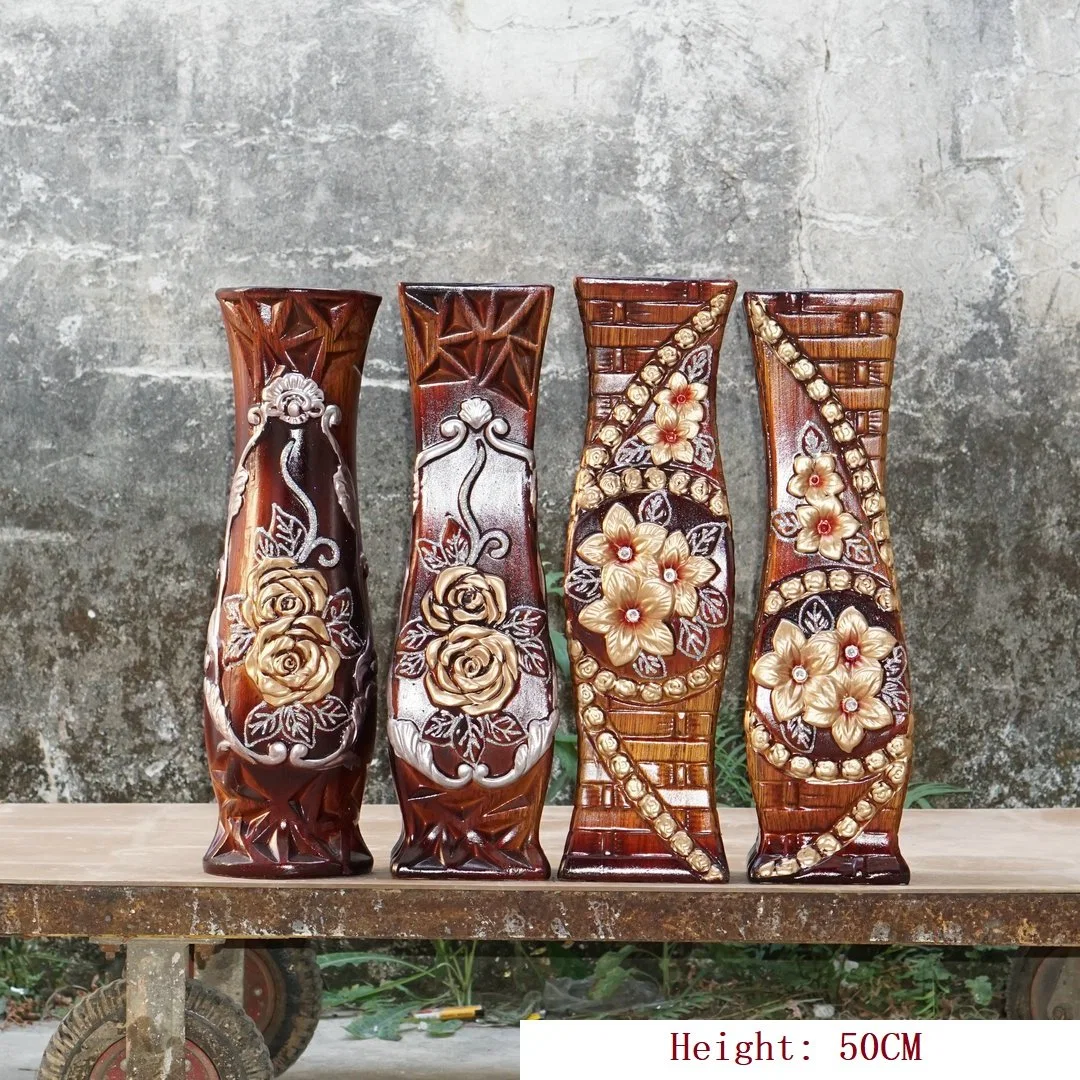 Wholesale/Supplier Hand-Made Pottery Vases Creative Retro Brown Household Ornaments Customized Modern Vases