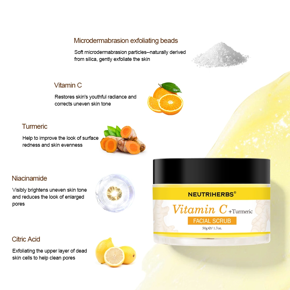 Exfoliación de la OEM Anti-Acne Exfoliator multidimensional de la limpieza de la vitamina C la cúrcuma Face Scrub