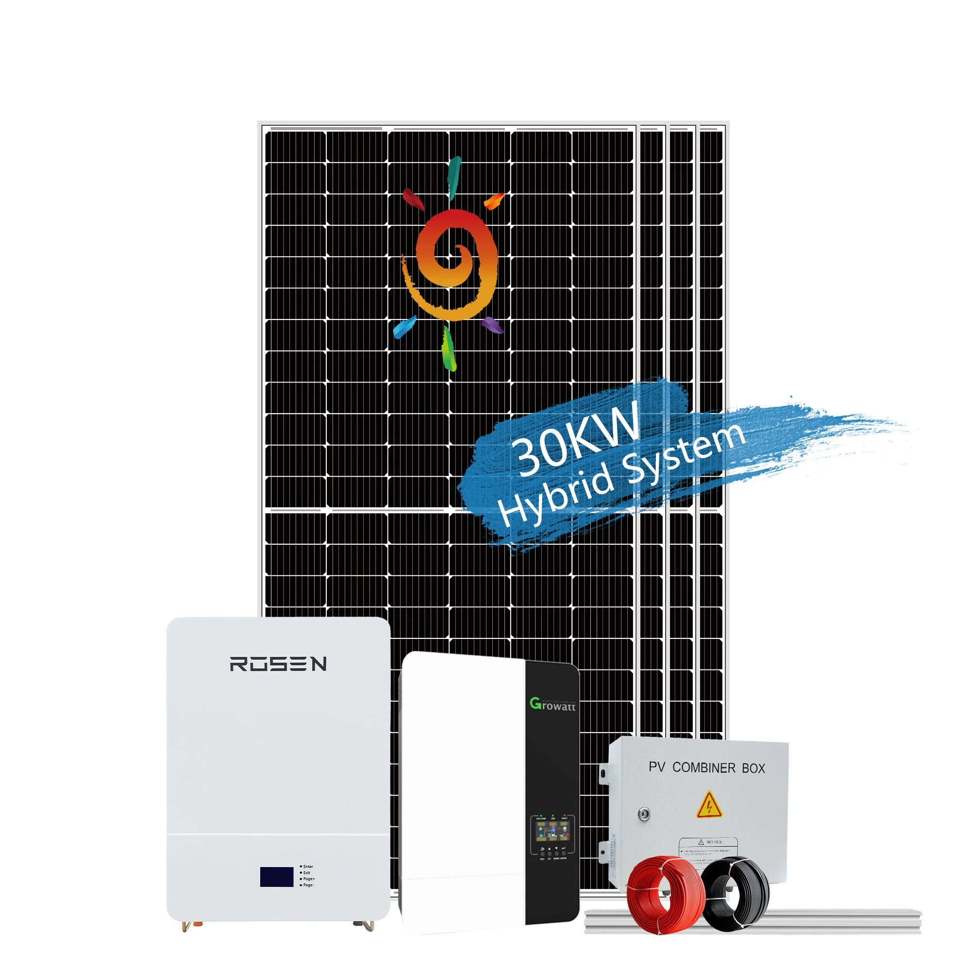 Rosenpv Solaranlage 30kVA Solar Power 20kVA 25kva 50kVA Hybrid Netzabschaltares Solarstromsystem