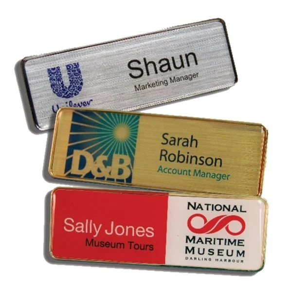 Certificated Neodymium Office Magnet Badge Holder Magnetic Name Reusable Gold Badge/Tags Metal Nameplate Employee Recognition Pins Magnetic Badge