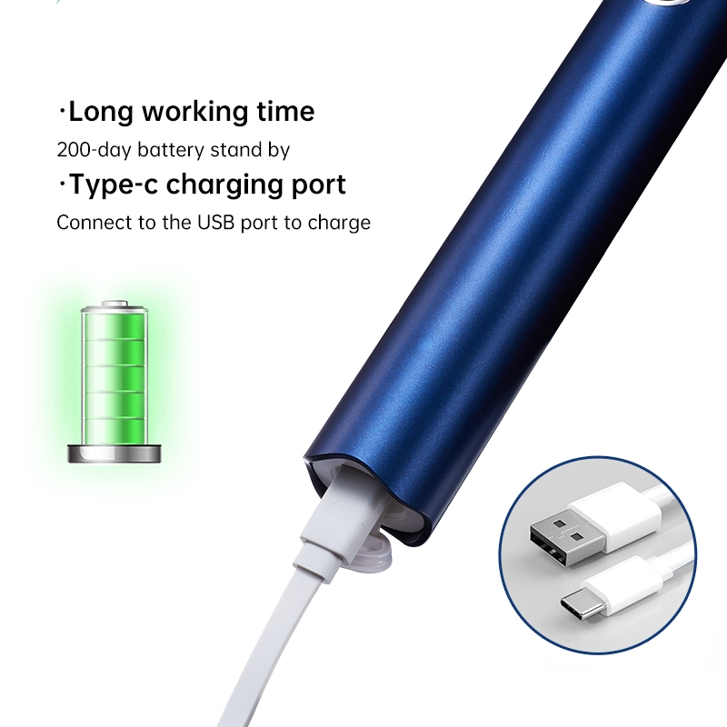 200 Días de Tiempo de Espera Impermeable Ipx7 Cepillo de Dientes Eléctrico Sónico Recargable con 5 Modos