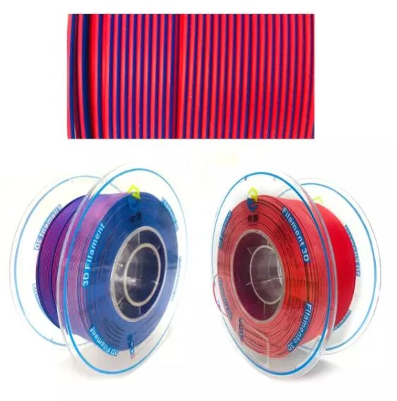 Factory Wholesale/Supplier 3D Printers Dual Color Matt Red-Blue Silk PLA Filaments Children 3D Idrawing Pens Filaments 3D Printing Gifts Materials 1.75mm 2.85mm 1000g