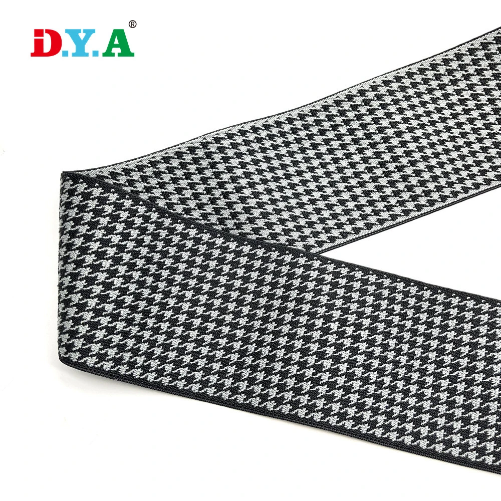 Ширина 8 см с возможностью горячей замены продажи шаблона Houndstooth жаккард полиэстер эластичную ленту для обувь/Челси загружается/одежды