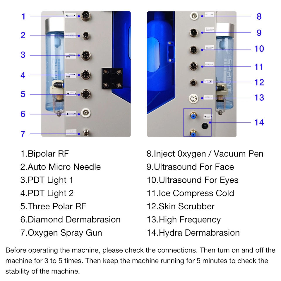 Großhandel heißen Verkauf 15 In1 Hydro Gesichtshaut Pflege H2O2 Sauerstoff Wasser Reinigung der Schrubber-Gesicht Hochfrequenz RF Anheben der Stirnfläche Hydro Beauty Machine