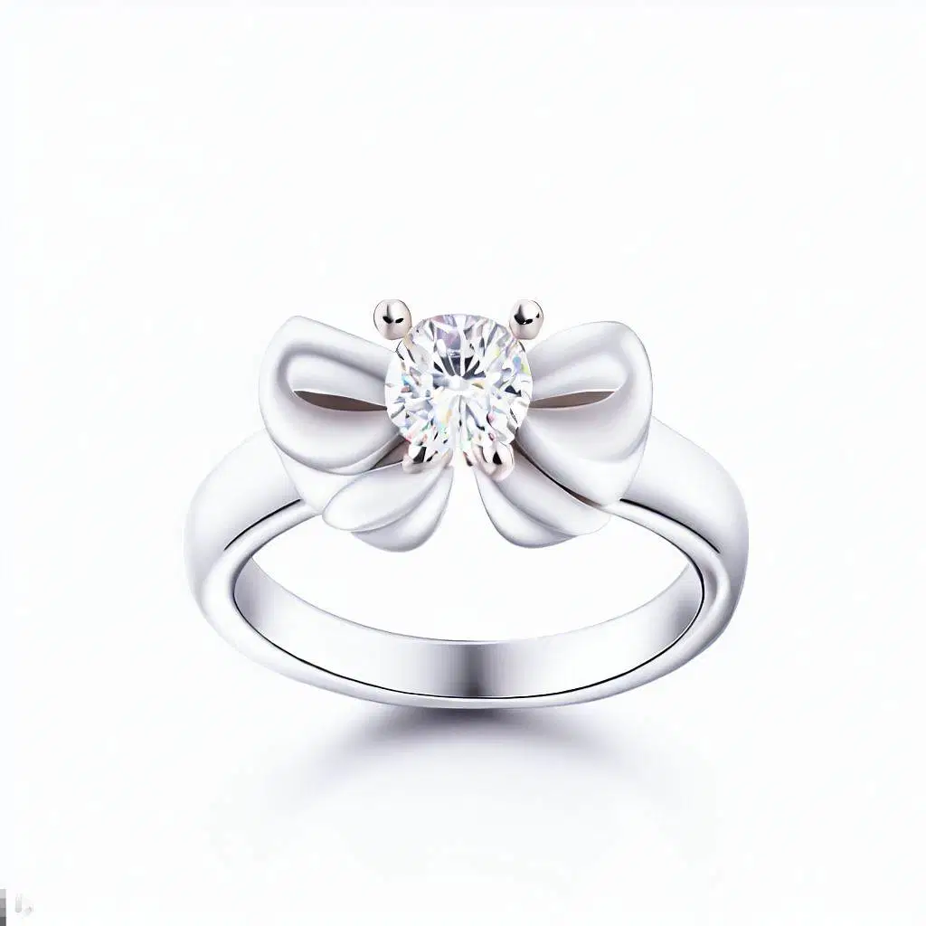 14K White Gold Bow Shape Lab Grown Diamond Ring Price