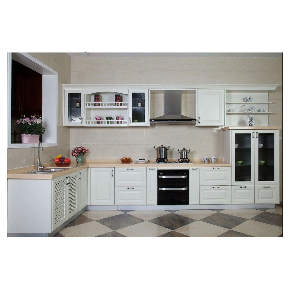 Prima Acero inoxidable Cocina Armario Madera Cocina Cabinet Cocina Colgante Armario aluminio Cocina Cabinet moderno Muebles Cocina Blanca Lacquer Kitchens