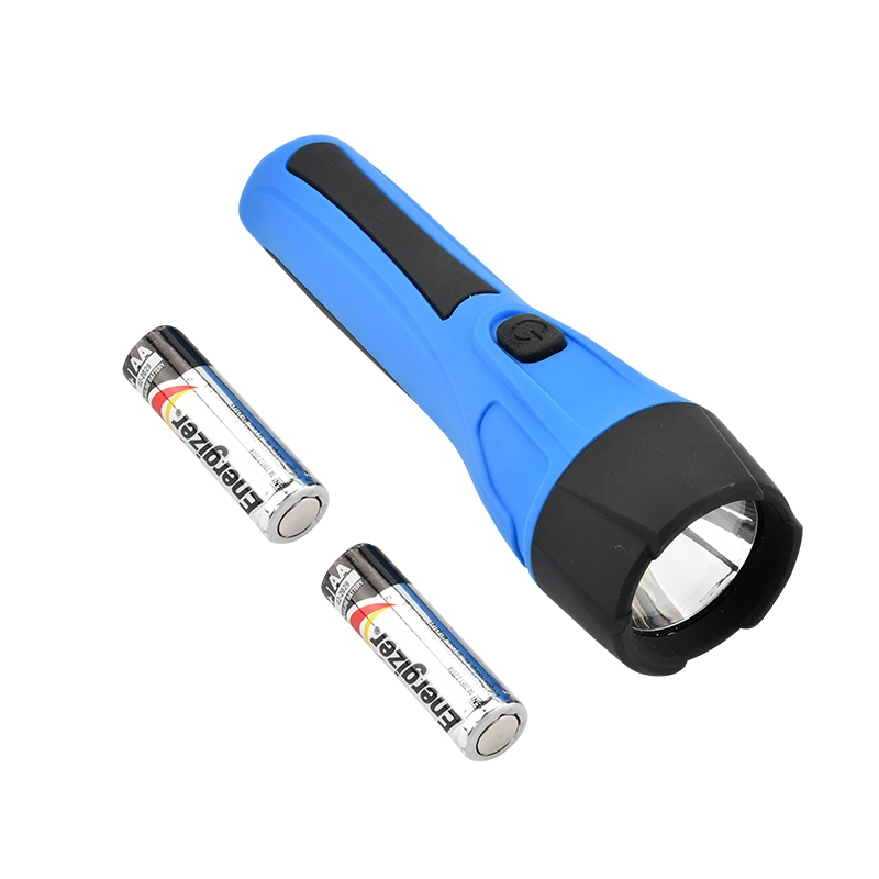 Brightenlux OEM Logo Printing Long Distance Ipx4 Waterproof 2*AA Battery LED ABS Plastic Blue Kids Flashlight Torch Light