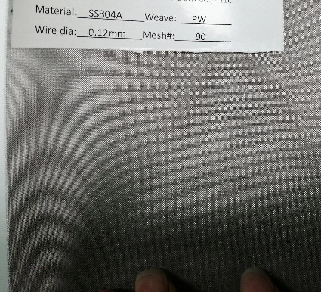 0.12mm 90 Mesh Plain Weave Stainless Steel Wire Mesh Cloth