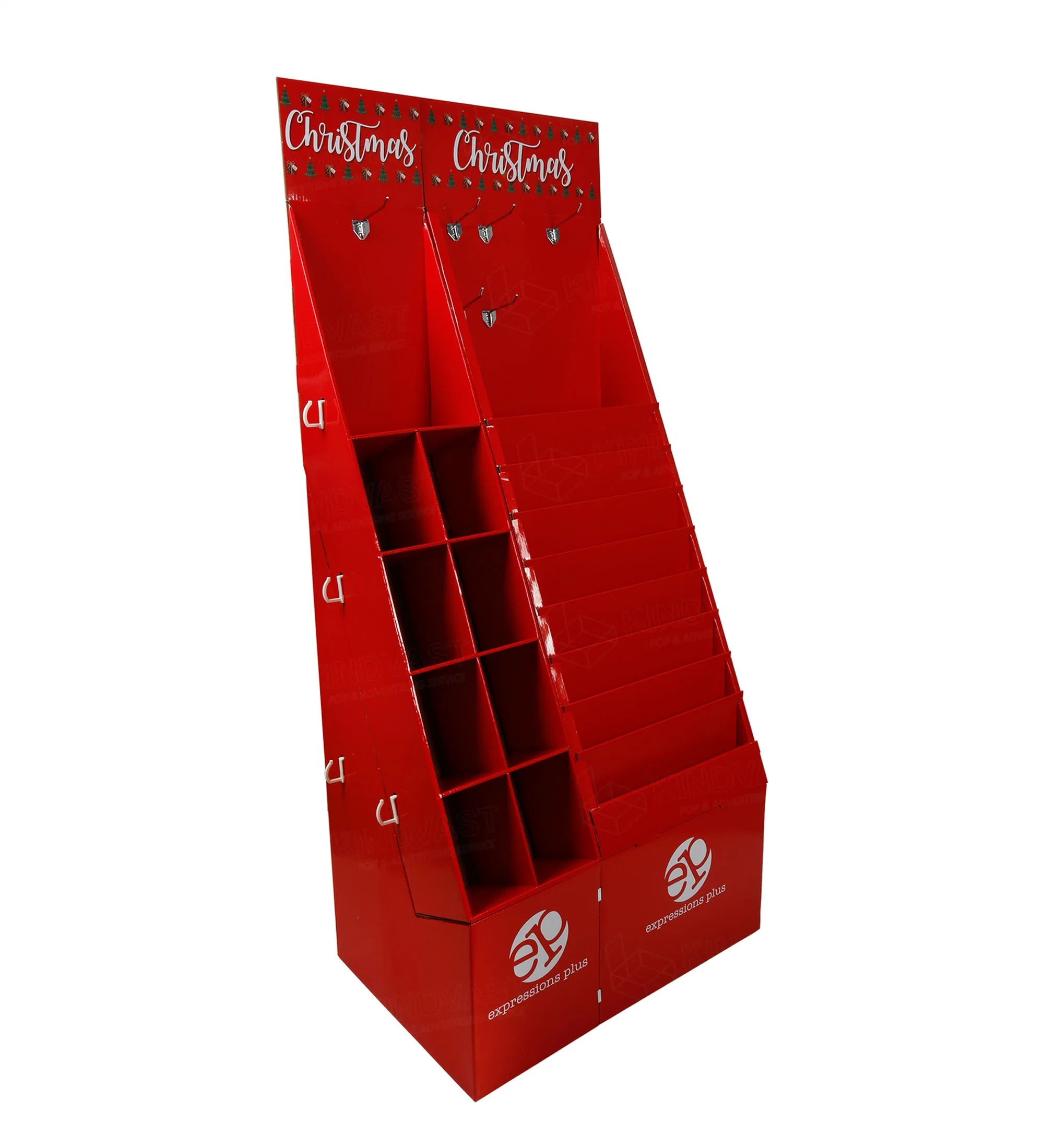 Corrugated Paper Display Red Greeting Card Stand for Retail