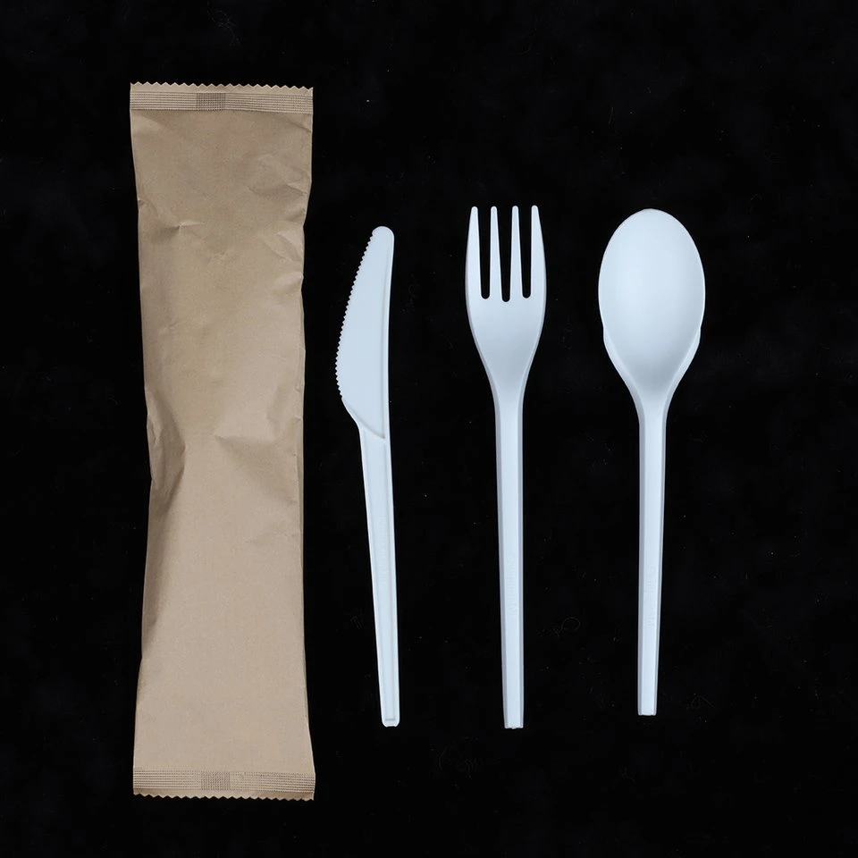 Eco- amistoso 100% compostable Cubertería Juego desechable biodegradable para la cena