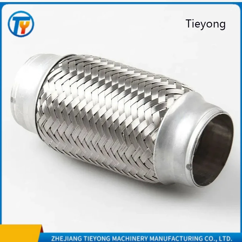 China Supply 201 Stainless Steel Flex Pipe Exhaust Couplings Double Braid with Mild Steel Extensions