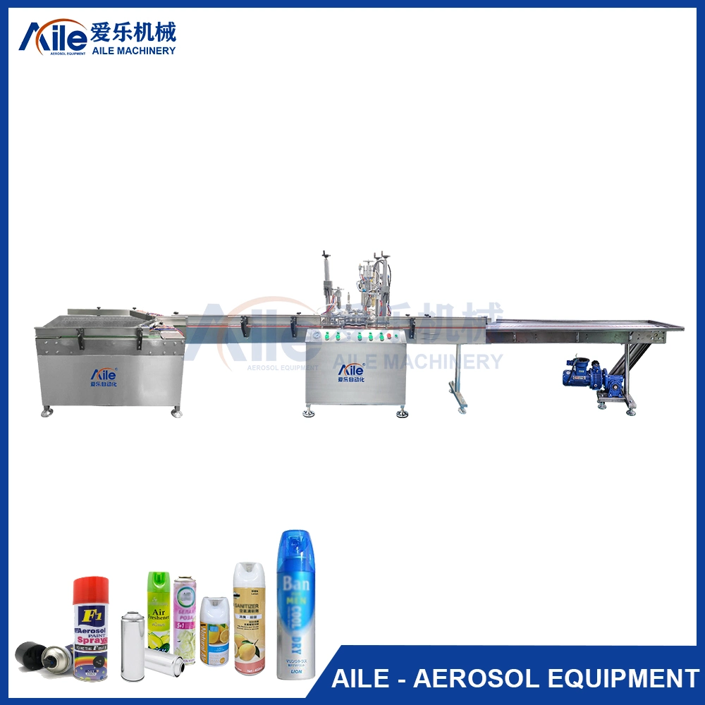 Aerosol Chamber Piston Pump Filling Capping Crimping Labeling Line Machinery for Aerosol Spray