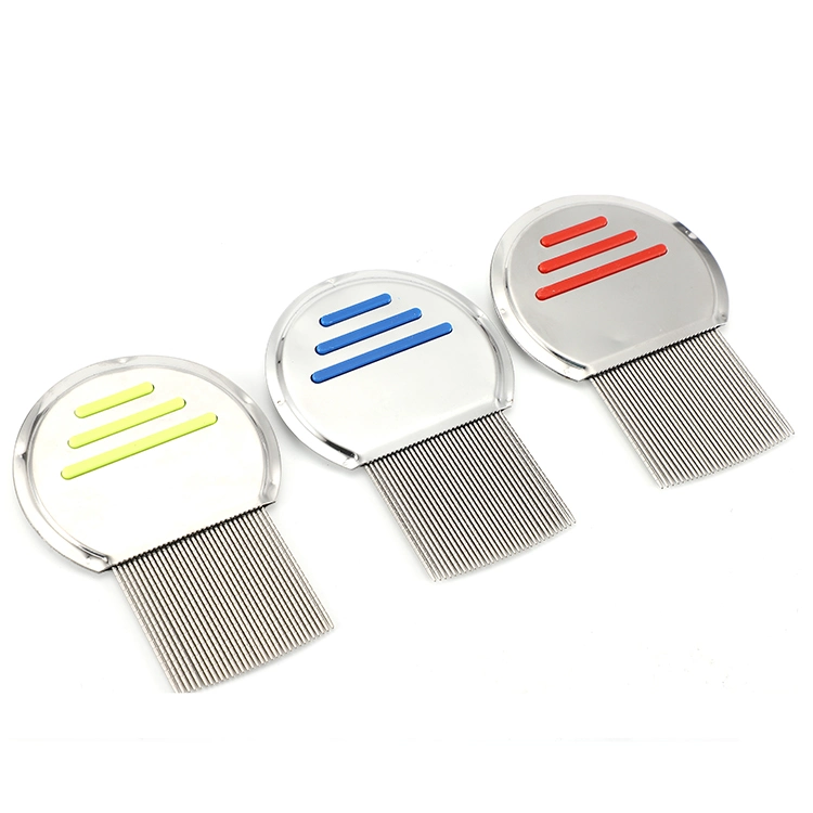 Factory Logo Customized Multi-Colored Stripes Welded Pins Stainless Steel Pet Dog Comb for Lice/Flea/Louses Clean