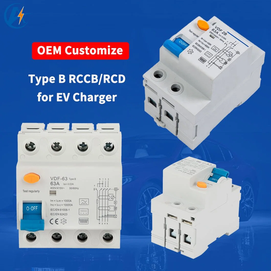 2p 4p 30mA 16A 63A 100A 240V Typeb RCCB for AC EV Charger