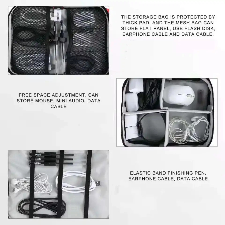 Hard Shell EVA Storage Case Travel EVA Storage Cables Zipper Case Waterproof EVA Carrying Cable Storage Case