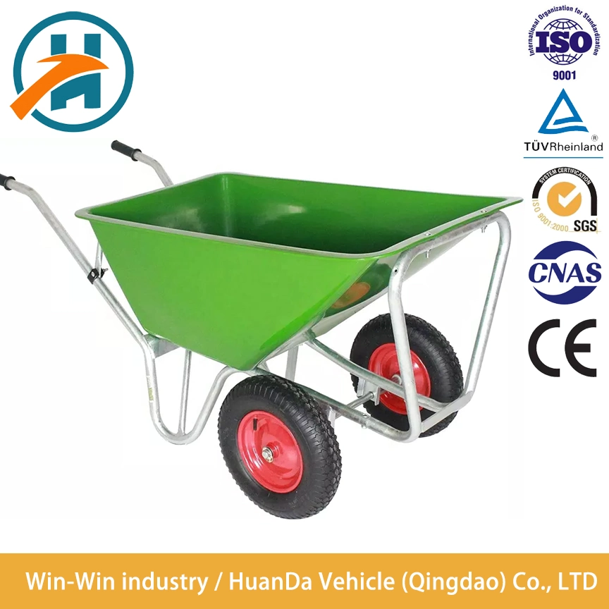 Garden Wheelbarrow 150L Dual Wheel Large Poly Tray Heavy Duty Garden Wheelbarrow Wb9600