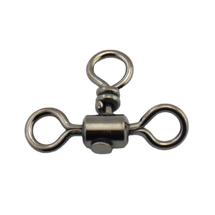 3 Way Barrel Cross Swivel with Solid Ring Brass Fishing Hook Line Connector Accessories