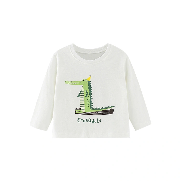Jambear Organic Cotton 2-6y Baby Toddler Long Sleeves Children Tops Boys Girls Kids Wear Tee Cartoon Print T-Shirt