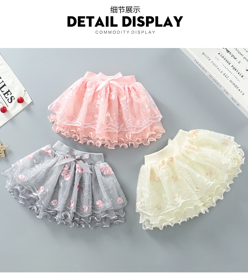 Kids Lace Tutu Skirt Princess Bow Tulle Skirt Little Girls Casual Party Fashion Outfit Esg16560