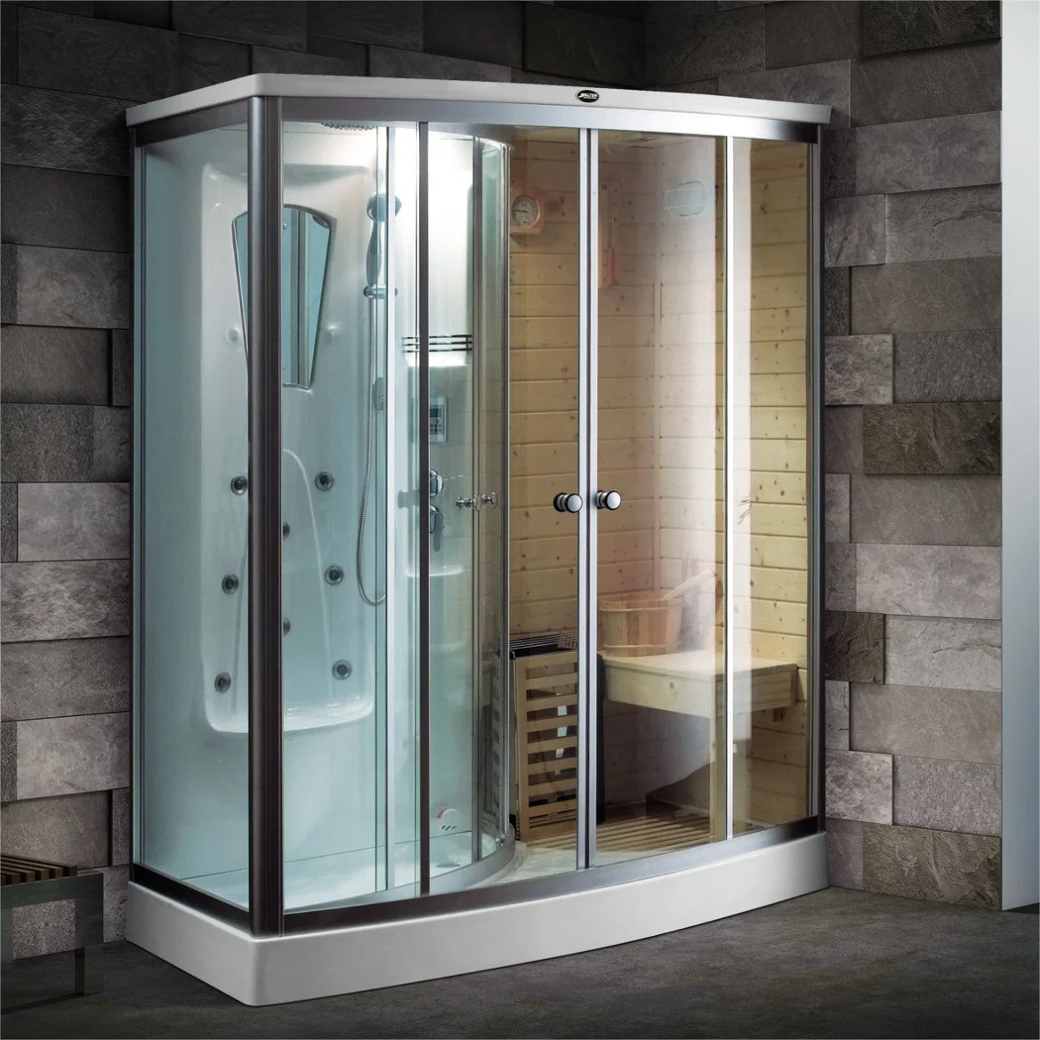 Hotaqi Luxury Indoor Wet Dry Steam Sauna Shower Room for 2 People