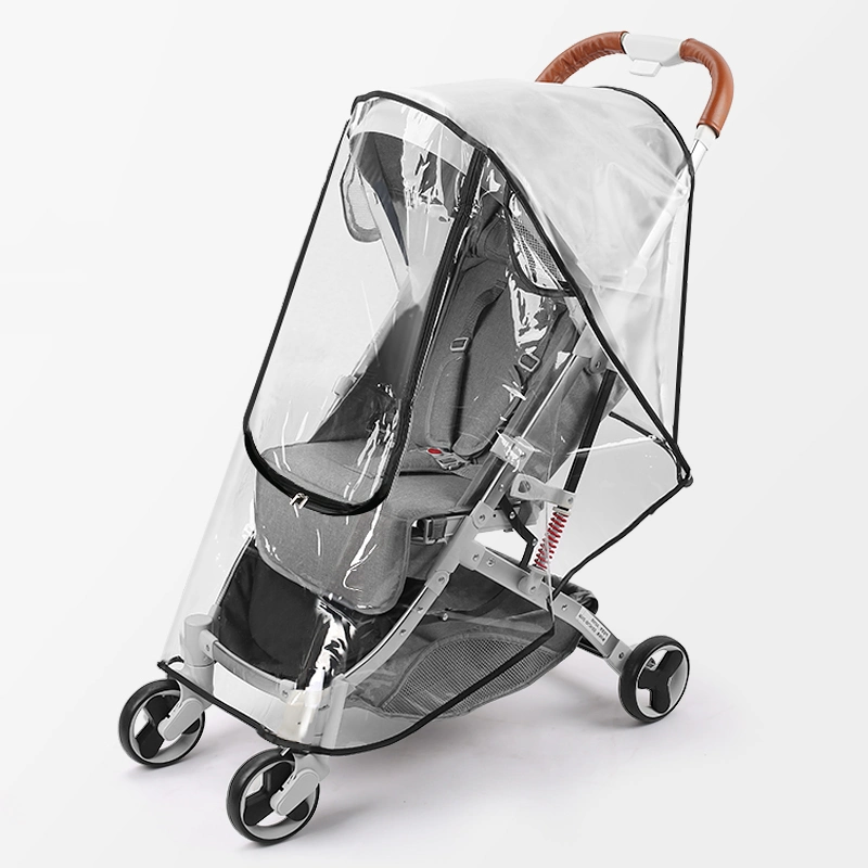 Wholesale/Supplier Bulk Water Proof Shield Transparent Food Grade EVA Material 0.2mm Travel Universal Baby Carriage/Stroller Rain Cover with Velcro Straps