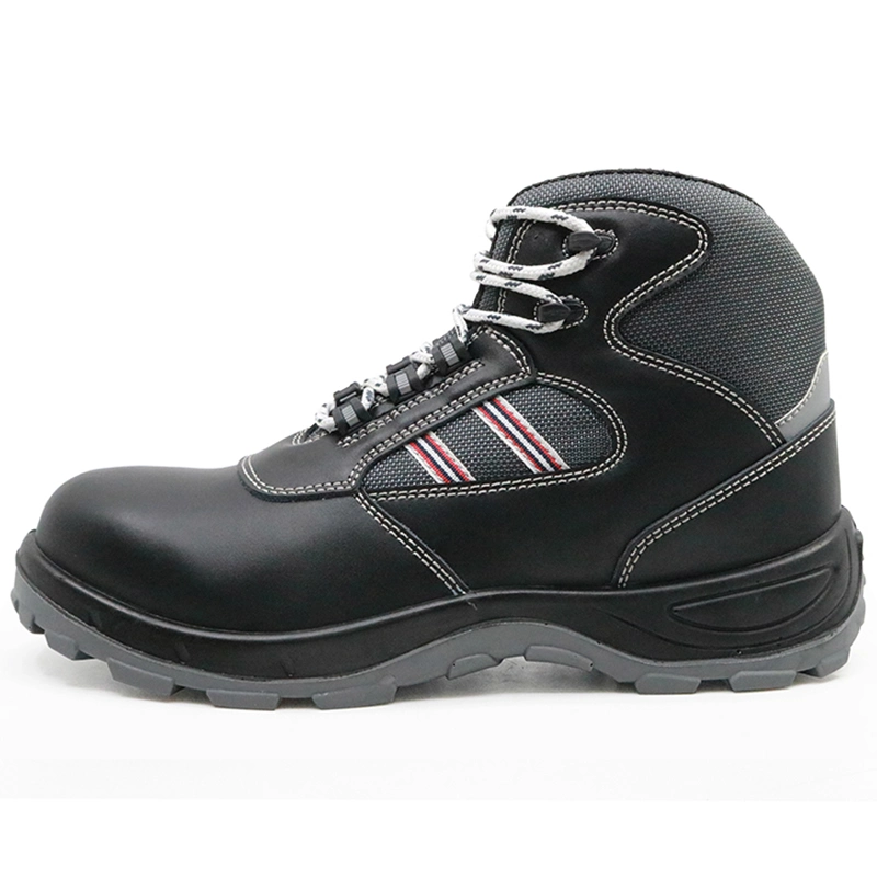 Black Leather Oil Acid Resistant Anti Slip PU Sole Steel Toe Prevent Puncture Anti Static Mechanics Working Safety Boots for Men