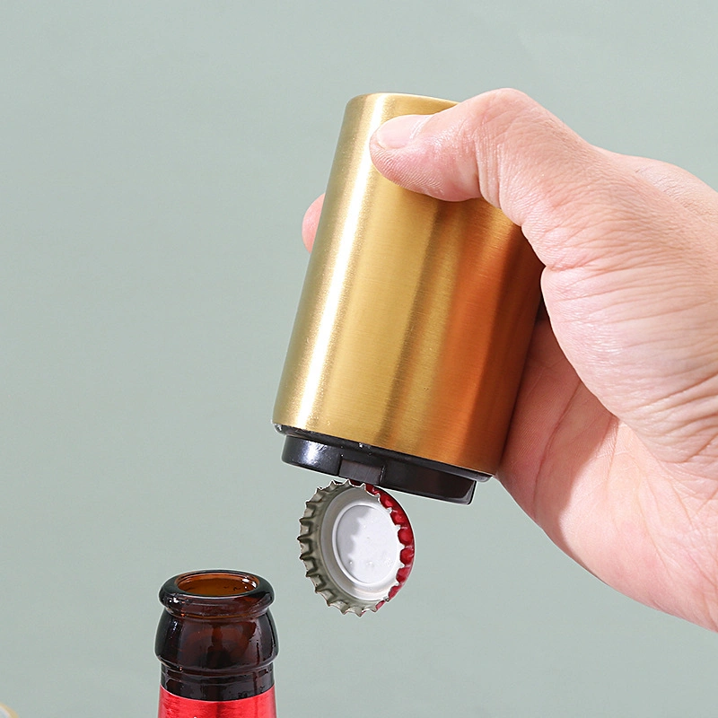 Metal Stainless Steel Push Down Magnetic Automatic Customized Beer Bottle Opener Gift