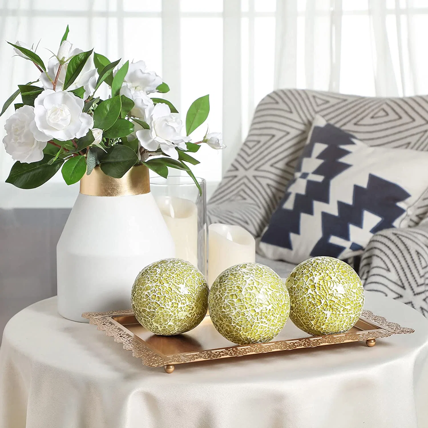 Decorative Balls Set Mosaic Glass Balls Centerpiece Balls Moss Balls Decorative Orbs Sphere