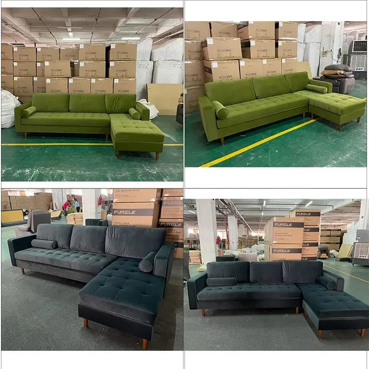 Salón muebles de casa moderna de la esquina de terciopelo tejido Sofa Sala de estar en forma de L Sofá cama sofá esquina