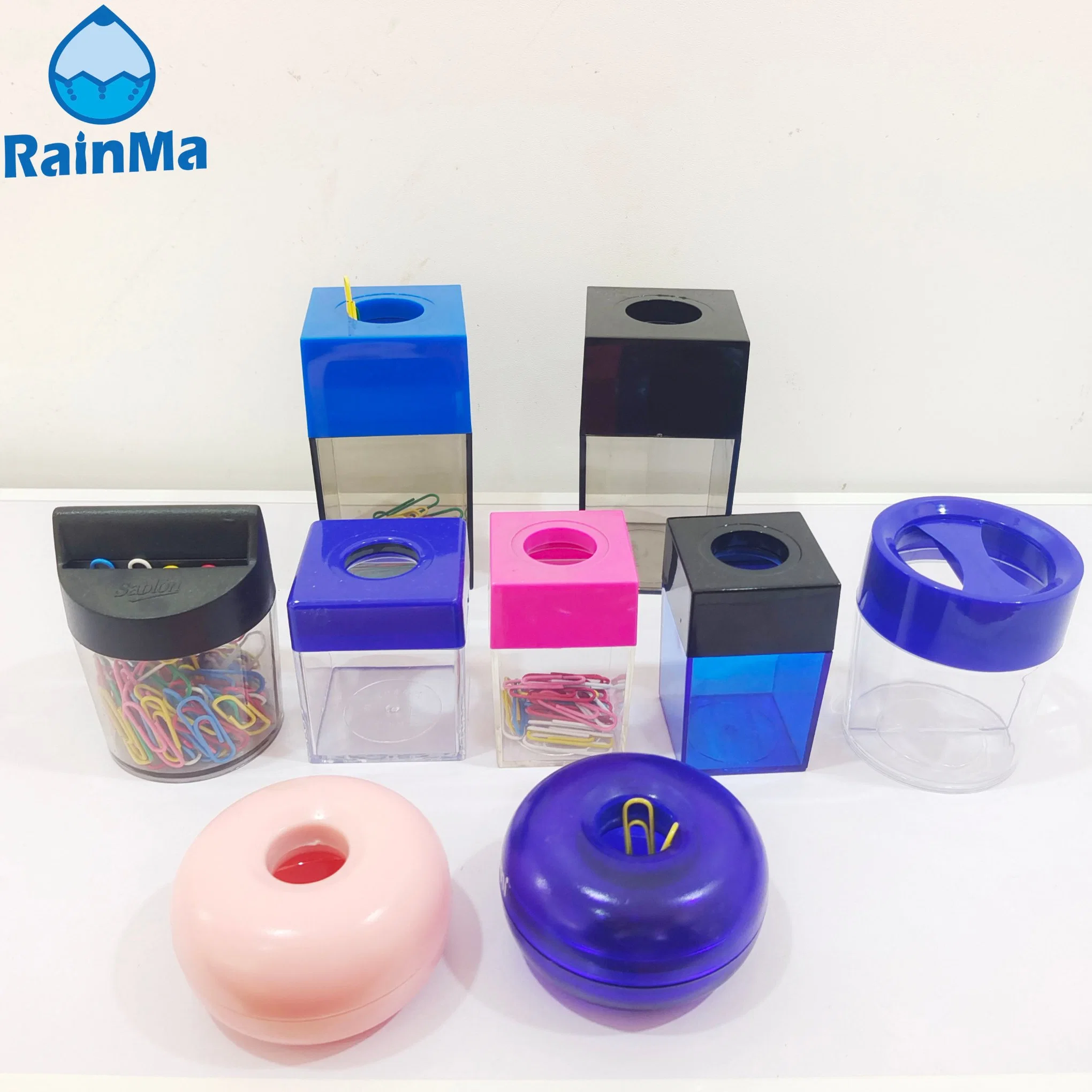 Office Stationery Transparent Color Plastic Magnetic Clip Holder with Custom Logo