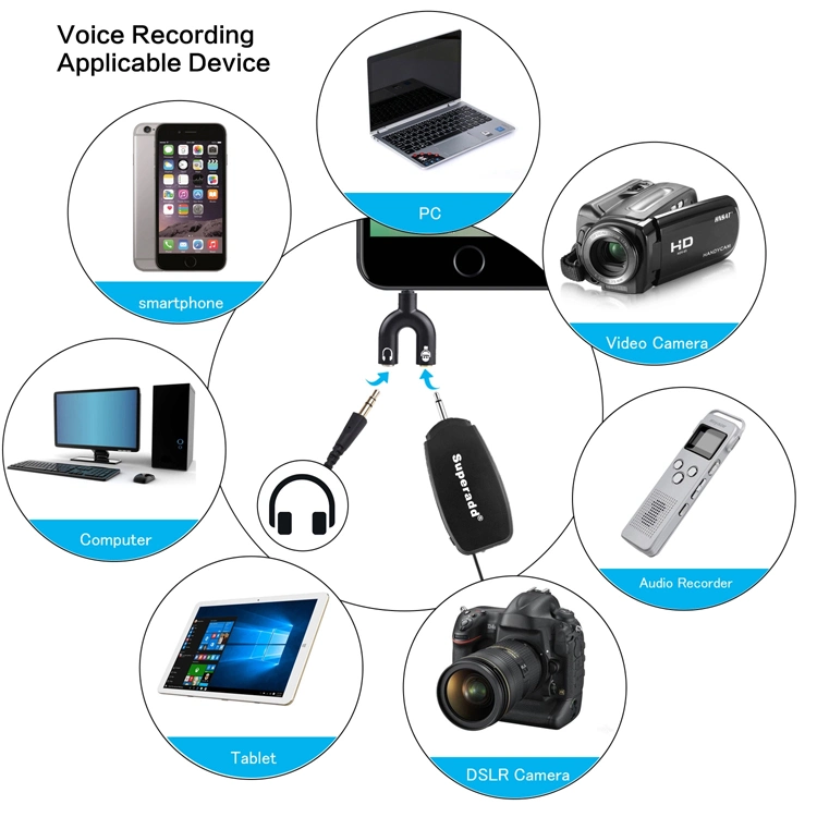 3.5mm Audio UHF Wireless Lavalier Microphone with 30 Selectable Channels 20m Range for DSLR Camera Interview Live Recording