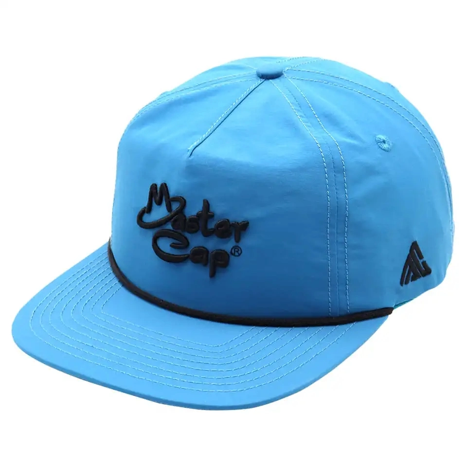 Custom 5 Panel Unstructure Polyester Snapback Cap Soft Panel Rope Flat Brim Embroidery Hat