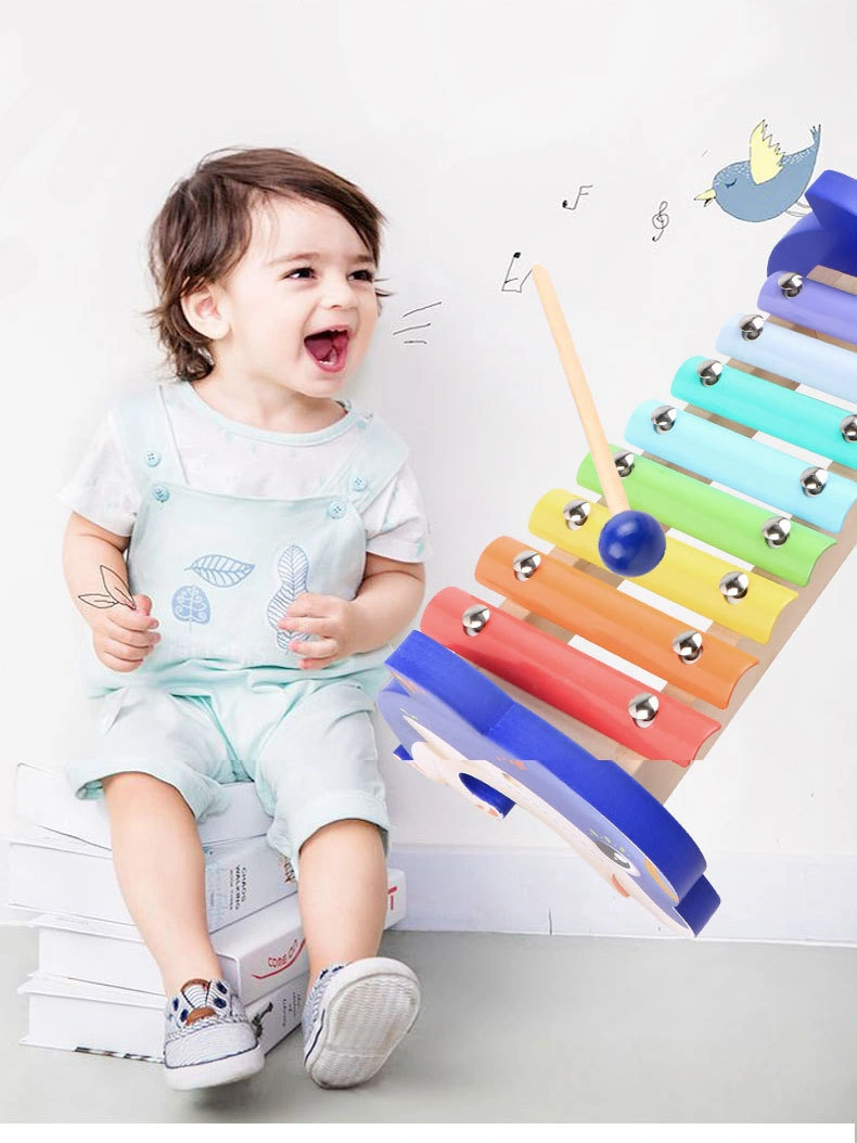 Kids Dolphin Percussion Instruments Baby Xylophone Musical Wooden Toy