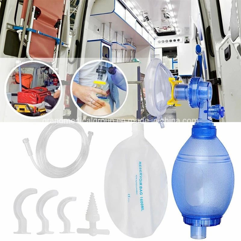 High quality/High cost performance Proper Price Supply Medical Grade PVC Emergency Resuscitator Disposable Breathing Ambu Bag Emergency Medical Device