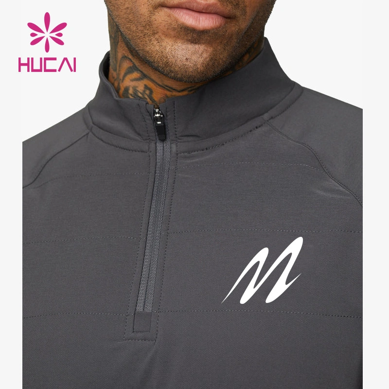 ODM Athletic Teegym Custom Private Label Mens serigrafía 1/4 Sudadera con cremallera de manga larga deportiva