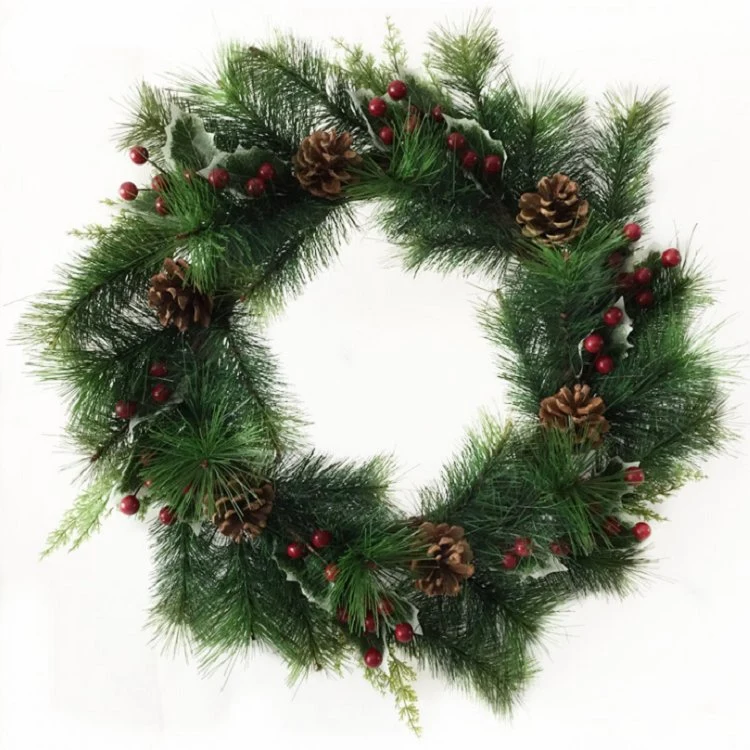 Green Christmas Garland Pine Cones and Berry Christmas Wreath