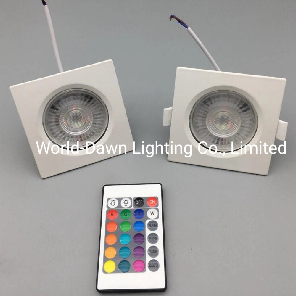 Hot Sale Recessed Round Square Indoor Blister Colour Packing SMD2835 Indoor Colorful RGB Down Controlled by Remote or Switch Light LED Spot Light