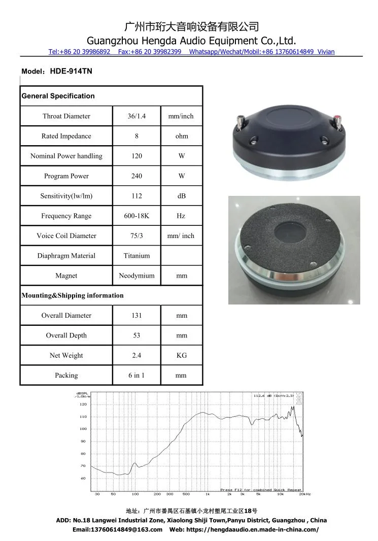 3 pouces de l'Audio professionnel Hf pilote pilote de compression de titane tweeters