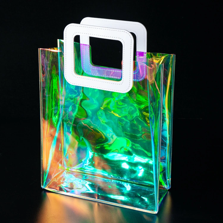 Elegante bolsa transparente em PVC Laser clara saco de mão