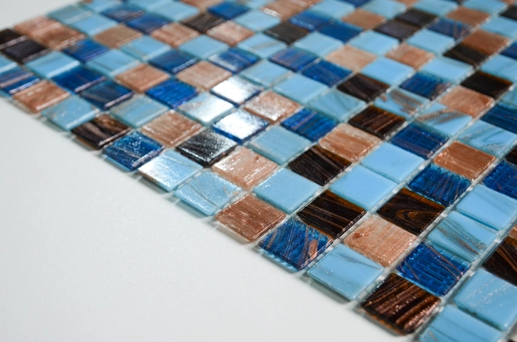 Mixed Blue Color Hotmelt Glass Mosaic Tile for Bathroom