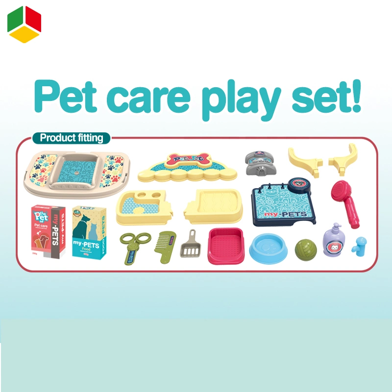 QS Children High quality/High cost performance  Plastic Simulation Pretend Play Plush Pet Dog Set Suitcase Toys for Kids