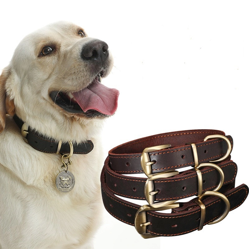 Hersteller Fabrik OEM Hochwertige Leder Hundehalsband Solid Belt Strap starke und langlebige Haustier Zubehör Strap Customized verschiedene Größe Halsband (E1000)