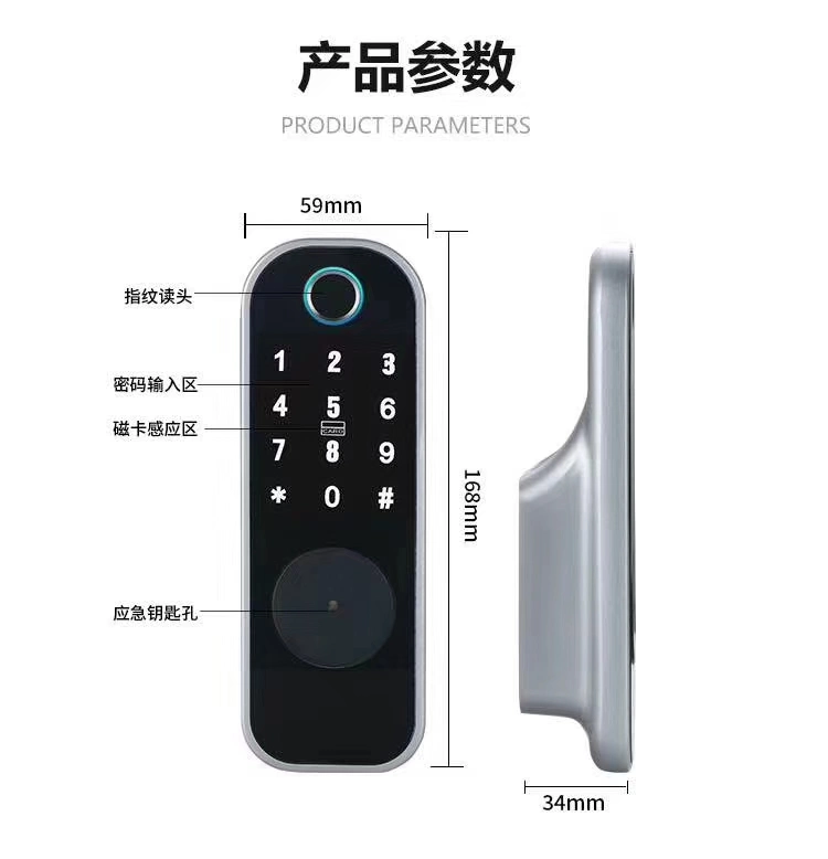 Bloqueo inteligente Push and Pull Fingerprint Door Lock con Bluetooth Y WiFi