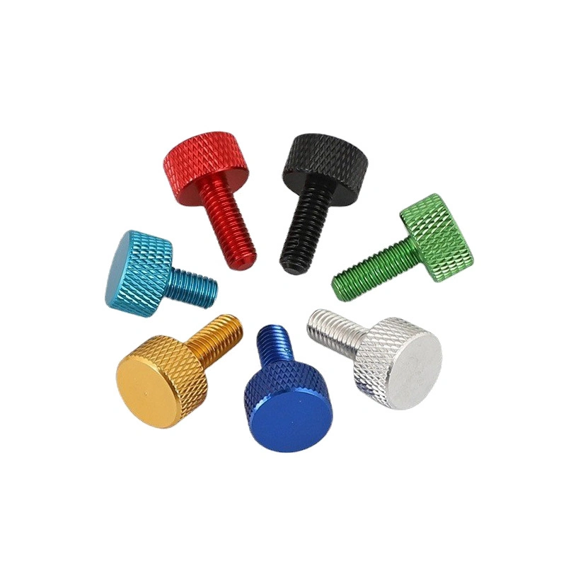 China Auto Supplier CNC Lathe Precision Machining Color Anodized Aluminum Hand Screw Adjustment Computer Chassis Modification DIY Colorful Aluminum Screw M3/4/5