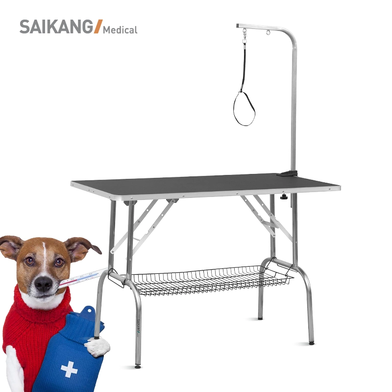 Sk-Pgt01 Saikang Professional Veterinary Equipment Stainless Steel Adjustable Manual Pet Grooming Table