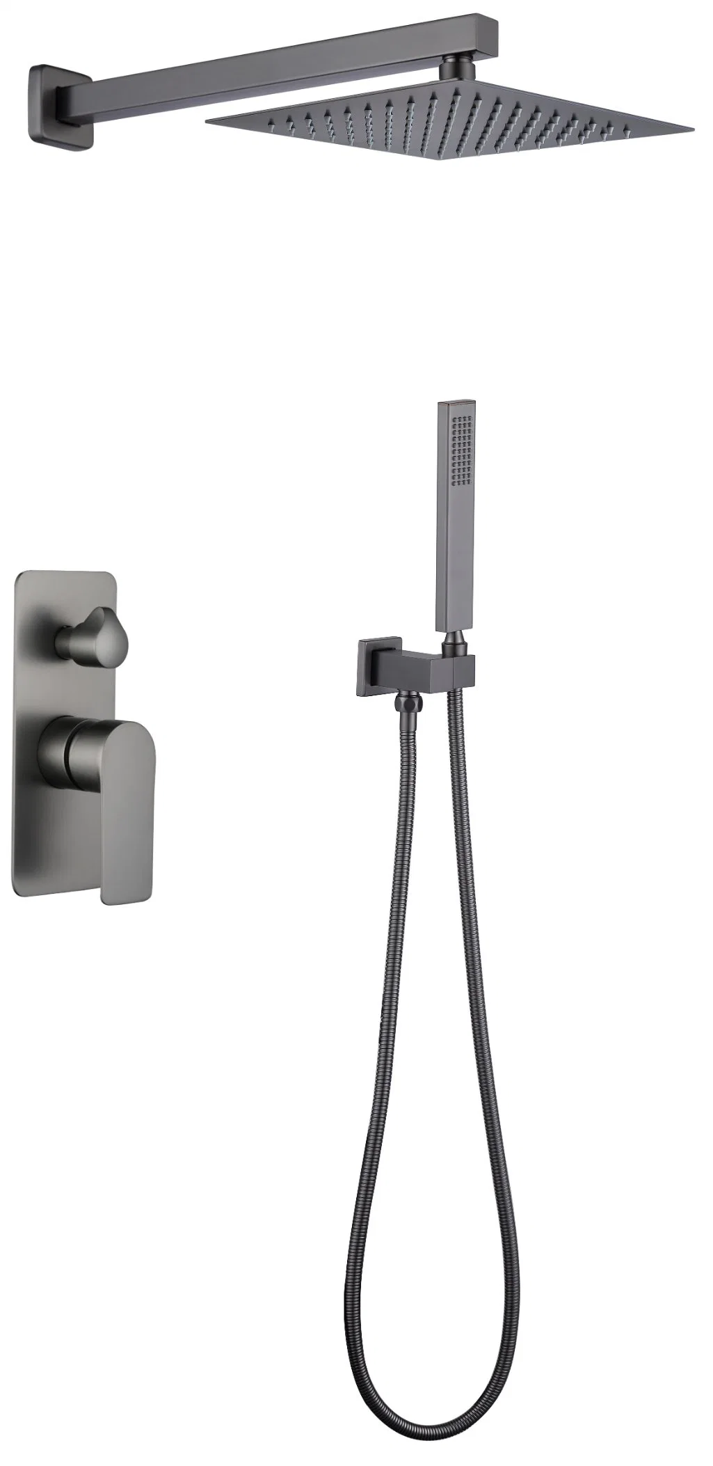 Wholesale Bathrooms Brushed Gun Metal Conceald Shower Mixer with Square Shower Head