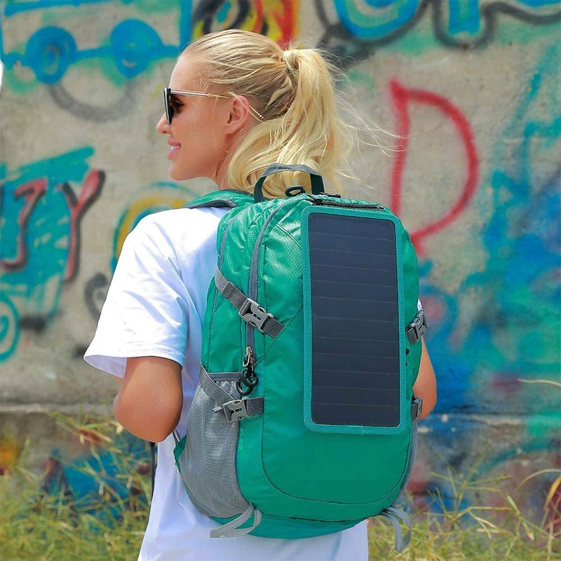 School College Hiking Camping Backpack Bag with Solar Panel and USB Port to Power All Your Devices