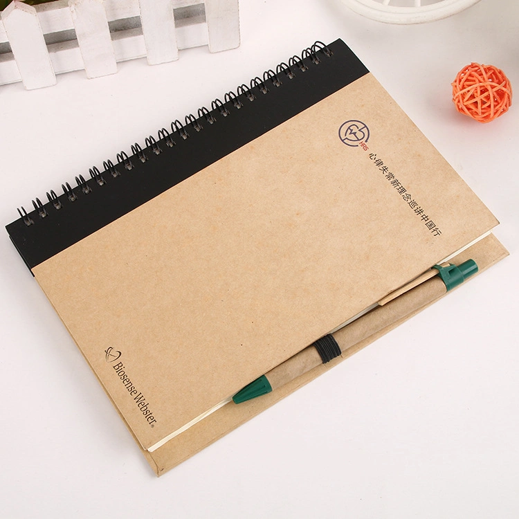 Umweltfreundliches Spiral-Notizbuch mit Kugelschreiber, Recycling-Notizbuch
