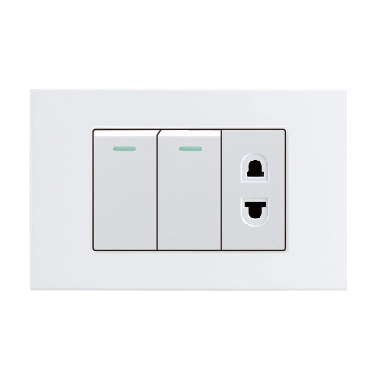 CE Certified 2 Gang 1 Way Switch and 1 Gang Socket